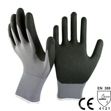 NMSAFETY alta tecnologia15 gauge nylon e spandex espuma de nitrilo revestido luvas de trabalho